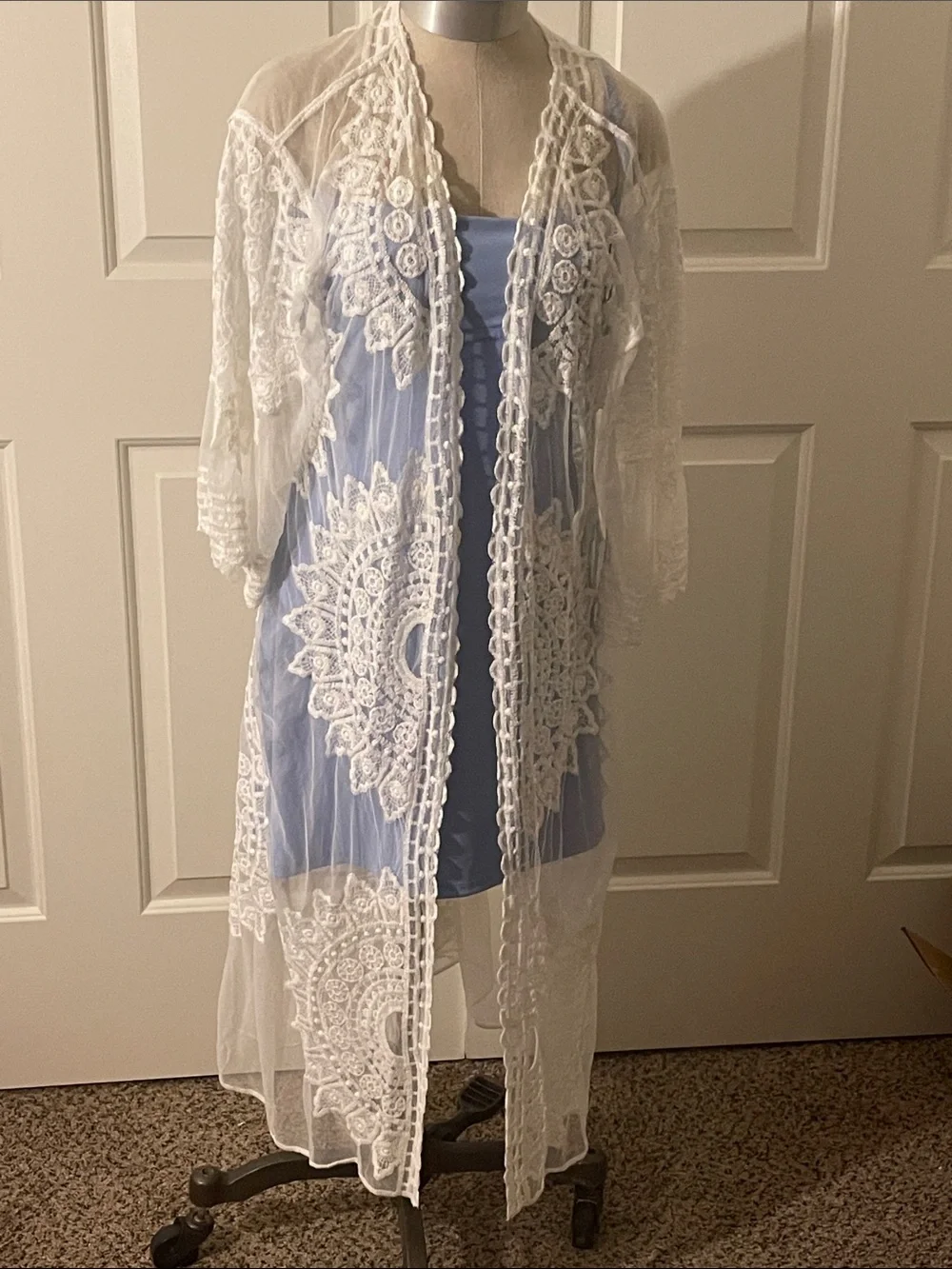 RACHEL ZOE Delicate White Lace Sheer Duster - Layering Kimono One  Sz fits All
